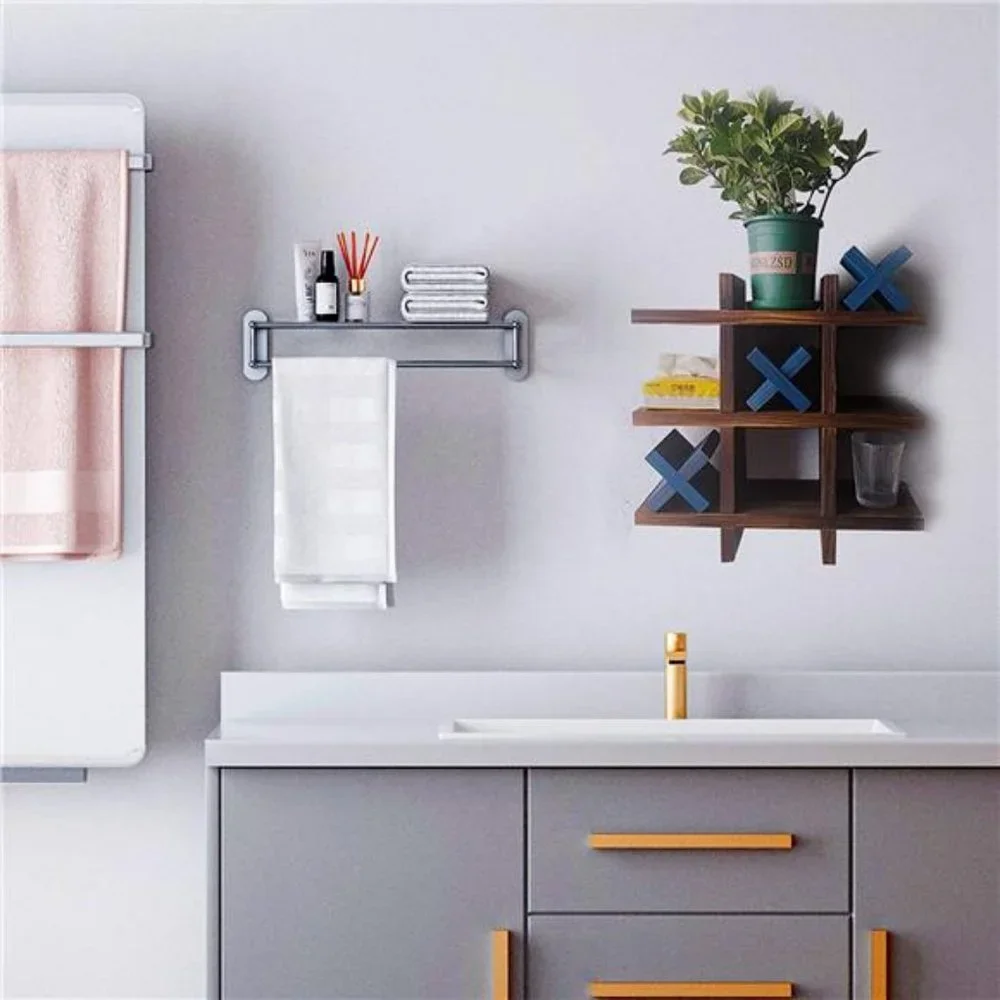 Pine Wood Tic-Tac-Toe Toilet Paper Holder Stand for Bathroom
